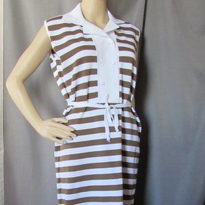 SALE Sporty Knit Dress Brown White Stripes